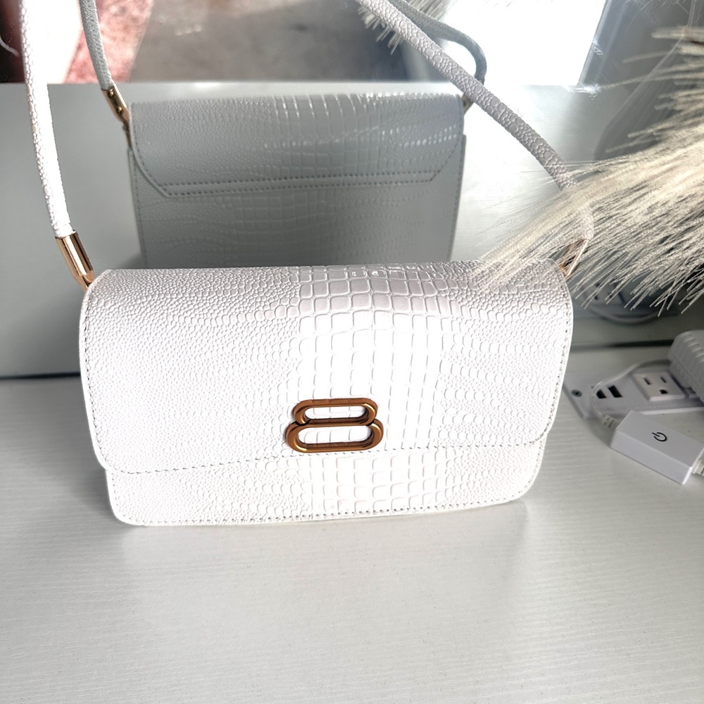 Fashion Nova White Textured Crossbody Bag